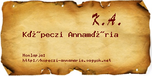 Köpeczi Annamária névjegykártya